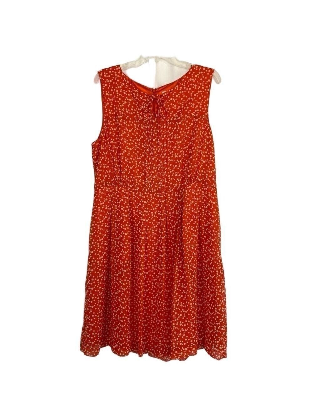 Anthropologie Hi There Karen Walker Prosecco Dress 4 Orange-Red White Polka Dot